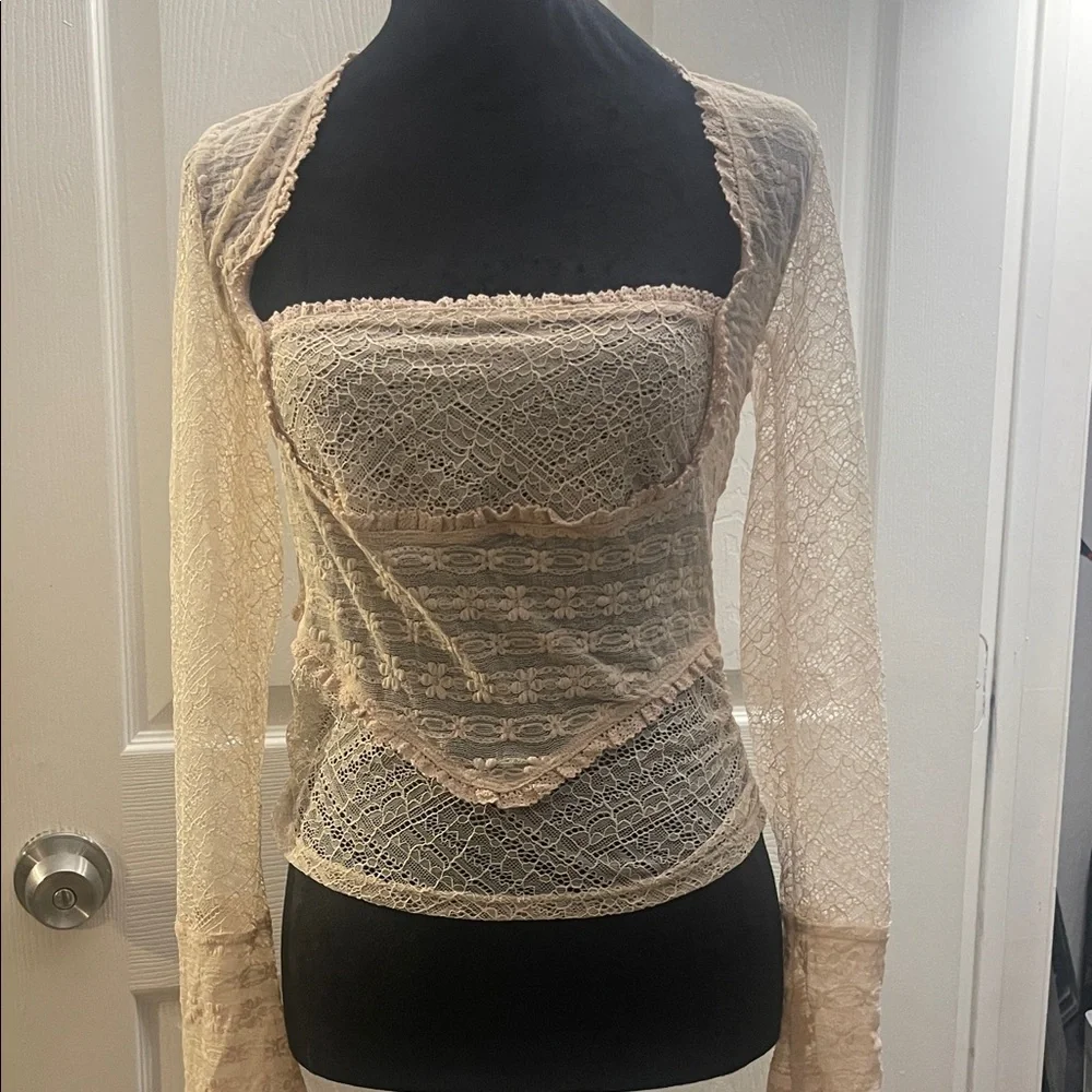 Free People | Tops | Free People My Party Lace Long Sleeve Top